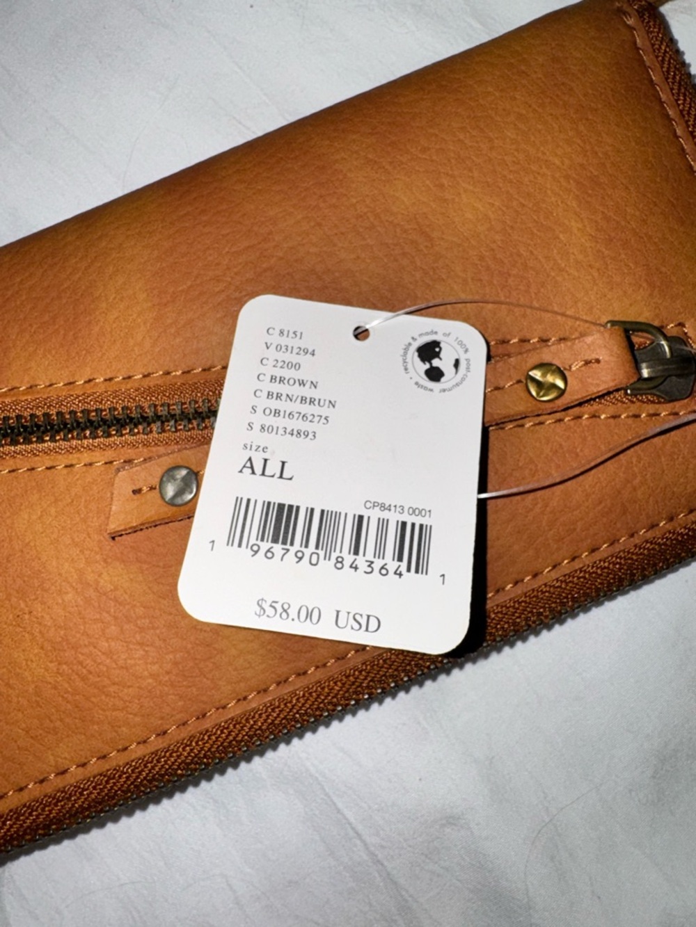 Free People Tan Leather Zip Wristlet Wallet - Picture 7 of 8